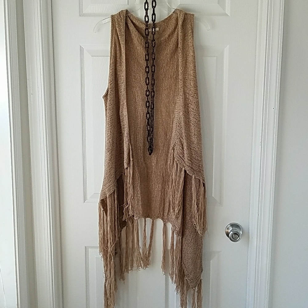 Draped fringe boho vest
